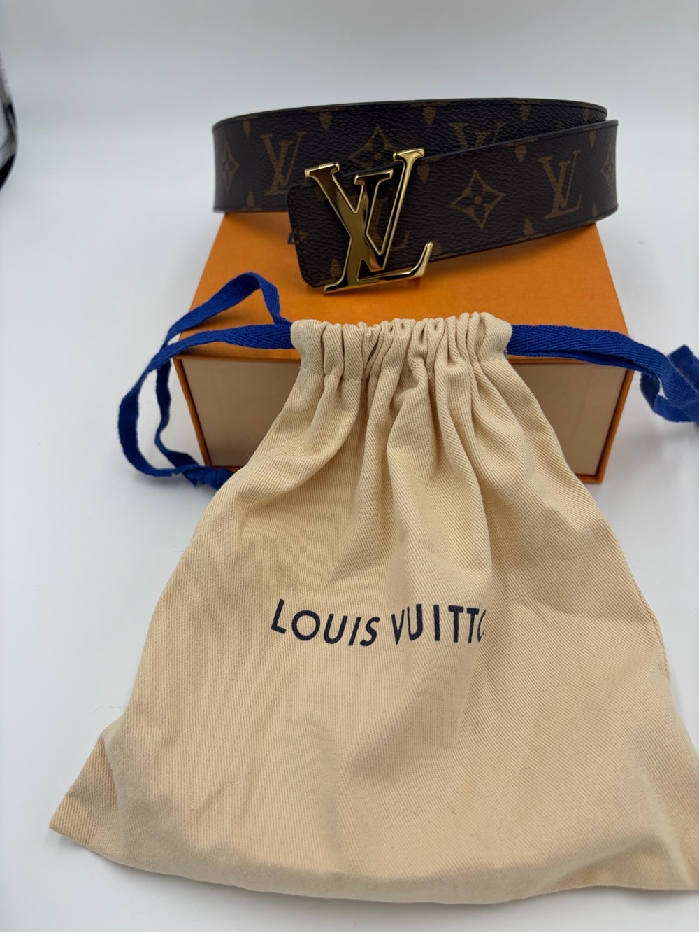 Louis Vuitton Initiales Monogram Reversible Canvas Belt Gold LV Buckle 80/32 - Picture 2 of 12